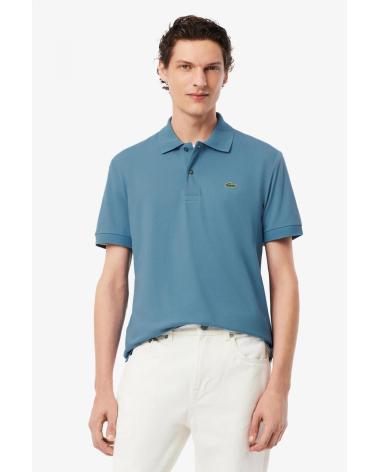 POLO LACOSTE L1212 À MANCHES COURTES COL CÔTELÉ, BLEU LMNE