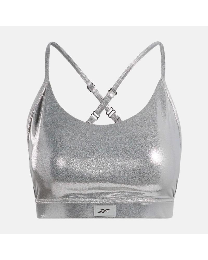 REEBOK LUX STRAPPY BRA SPORT-BH CHROMSILBER CHROME