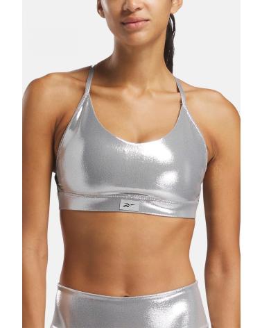 REEBOK LUX STRAPPY BRA SPORT-BH CHROMSILBER CHROME