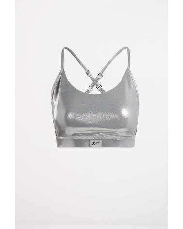 REEBOK LUX STRAPPY BRA SPORT-BH CHROMSILBER CHROME