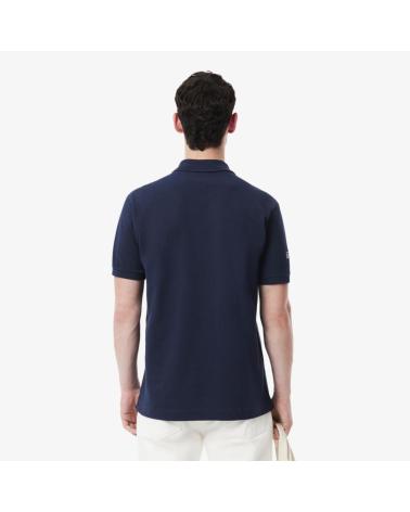 POLO LACOSTE CLASSIC FIT MESH BAND AZUL MARINO CON CUELLO ACANALADO NVYBLU