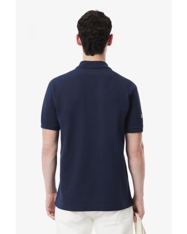 POLO LACOSTE CLASSIC FIT MESH BAND AZUL MARINO CON CUELLO ACANALADO NVYBLU
