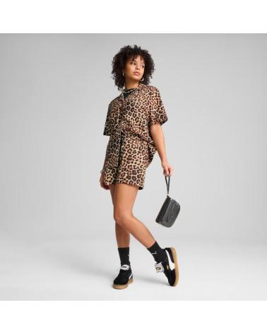 CAMICIA PUMA LEO LUXE RELAXED AOP CON STAMPA ANIMALIER WHITE