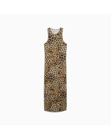 VESTITO PUMA LEO LUXE SLIM AOP STAMPA ANIMALIER BIANCO WHITE