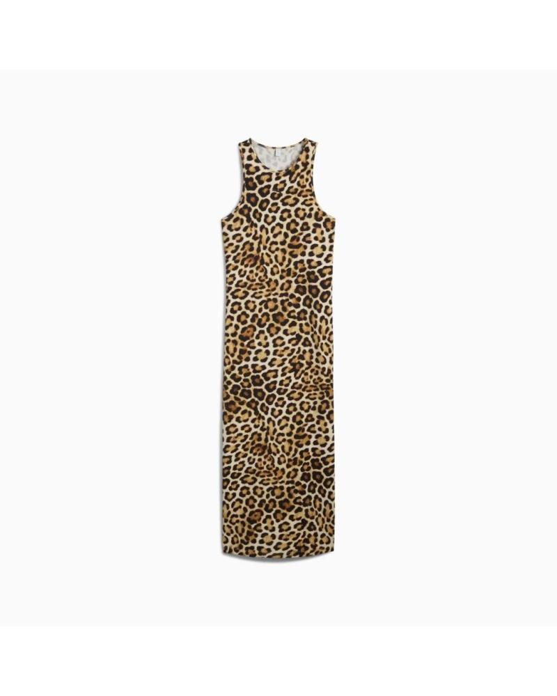 PUMA LEO LUXE SLIM AOP ANIMAL PRINT WHITE DRESS WHITE