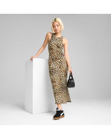 PUMA LEO LUXE SLIM AOP ANIMAL PRINT WHITE DRESS WHITE
