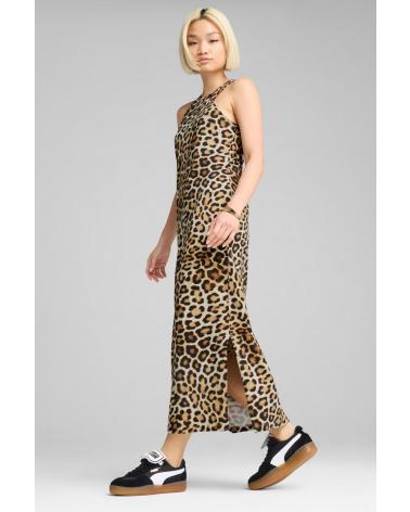 PUMA LEO LUXE SLIM AOP ANIMAL PRINT WHITE DRESS WHITE