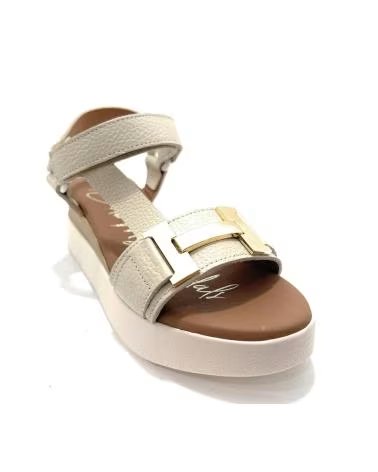 OH MY SANDALS SANDALE CONFORT EN CUIR AVEC COMPENSÉ BLANCO
