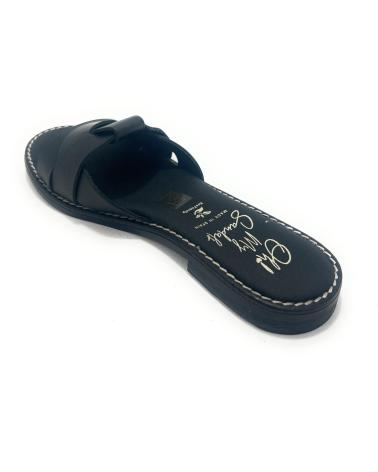 OH MY SANDALS ZUECO PLANO PIEL TIRAS NEGRO