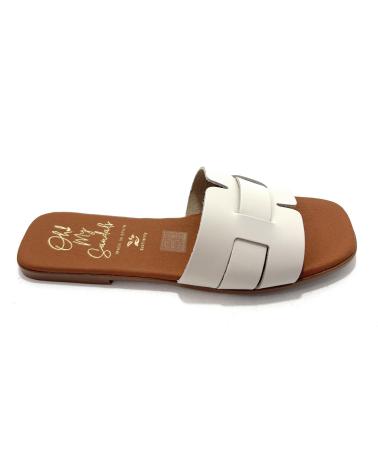 OH MY SANDALS ZUECO PLANO PIEL BLANCO