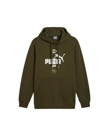 PUMA HOODIE POWER 681741-70 OLIVGRÜN MEHRFARBIGES LOGO MULTICOLOR