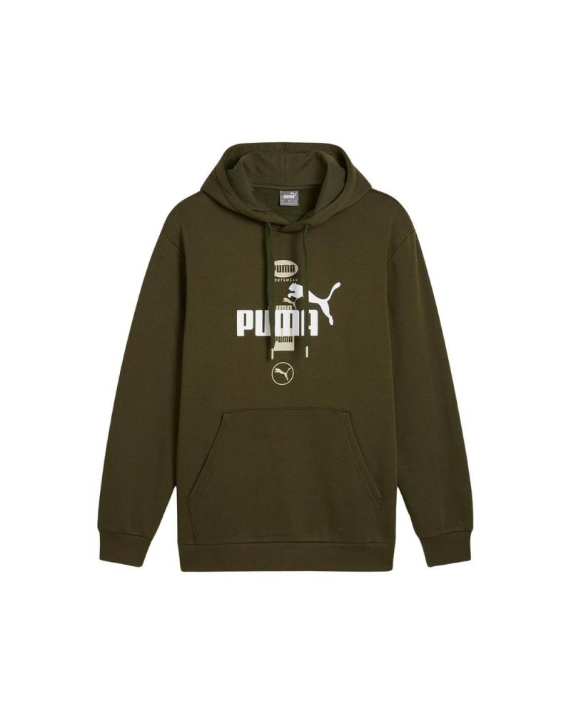 PUMA HOODIE POWER 681741-70 OLIVGRÜN MEHRFARBIGES LOGO MULTICOLOR