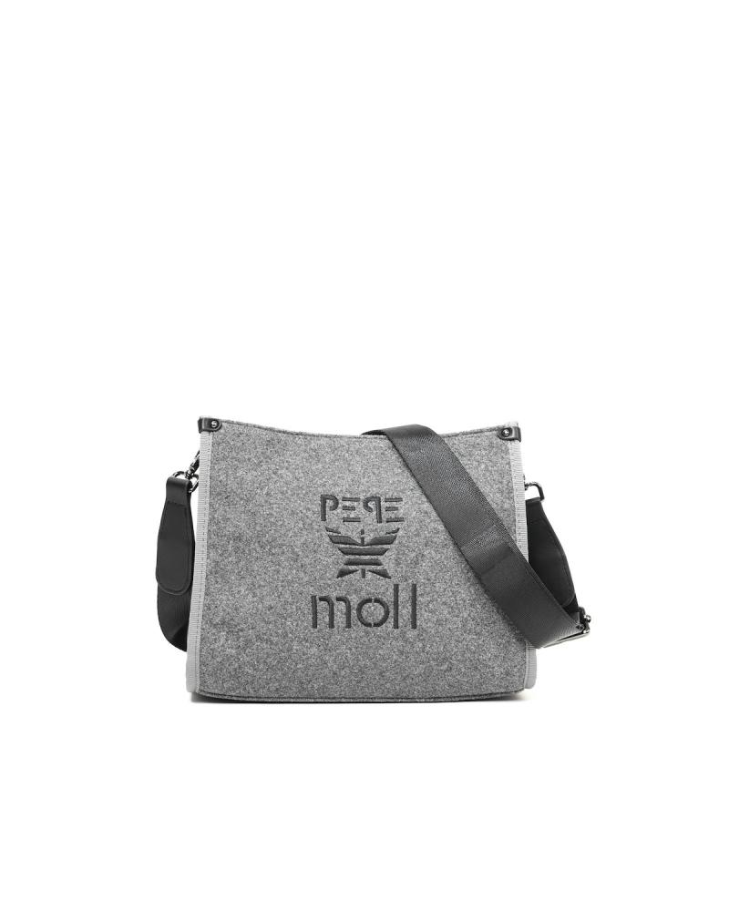 PEPE MOLL UMHÄNGETASCHE GRAU MIT LOGO UND REISSVERSCHLUSS GRIS