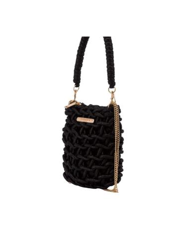 SIMOSASTRE BLACK CROSSBODY BAG WITH BRAIDED TEXTURE NEGRO