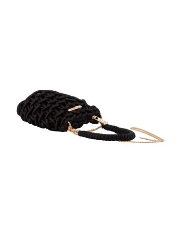 SIMOSASTRE BLACK CROSSBODY BAG WITH BRAIDED TEXTURE NEGRO