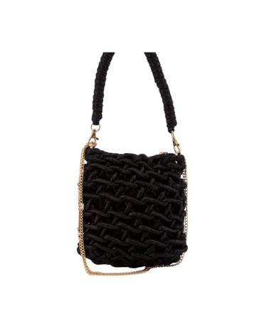 SIMOSASTRE BLACK CROSSBODY BAG WITH BRAIDED TEXTURE NEGRO