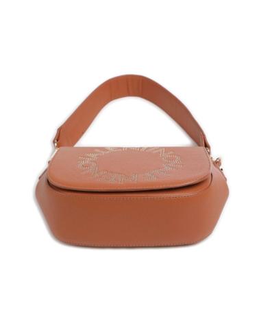 SAC BANDOULIÈRE VALENTINO EN CUIR MARRON CAMEL AVEC RABAT COURBÉ CUERO