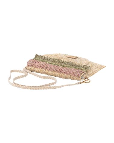SAC BANDOULIÈRE SIMOSASTRE EN RAFIA NATURELLE AVEC FRANGES ROSES ROSA