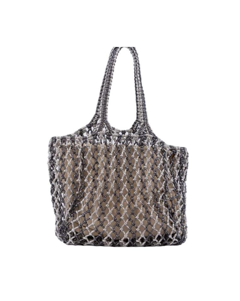 SIMOSASTRE WOVEN HANDBAG SILVER COLOR PLATA