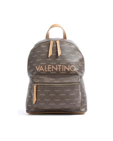 VALENTINO BROWN LEATHER MONOGRAM BACKPACK CUERO
