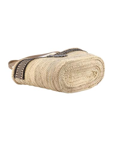 BOLSO DE MANO SIMOSASTRE EN RAFIA NATURAL CON DETALLE NEGRO NEGRO