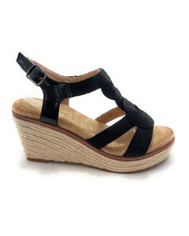 Women's-dress-sandals-KISS-LEISS-SANDALIAS-CUNA-CIRCULOS-HEBILLA-RELAX-NEGRO