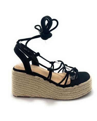 Women's-dress-sandals-KISS-LEISS-SANDALIAS-MUJER-CUERDA-PLATAFORMA-ATADAS-NEGRO
