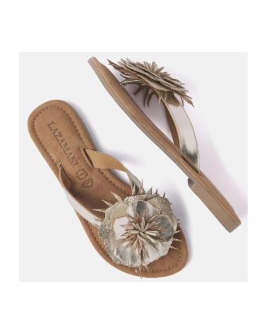 Sandalias-de-vestir-para-mujer-LAZAMANI-SANDALIAS-DE-PIEL-CON-ADORNO-DE-FLOR-GOLD