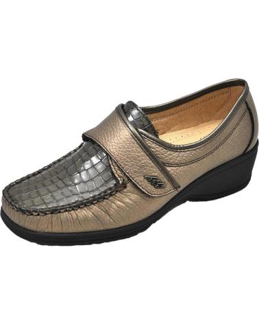 Mocasines de Mujer LUMEL - MOCASIN APERTURA VELCRO MUY ANCHO PLANTILLA EXTRA TAUPE-BRONCE