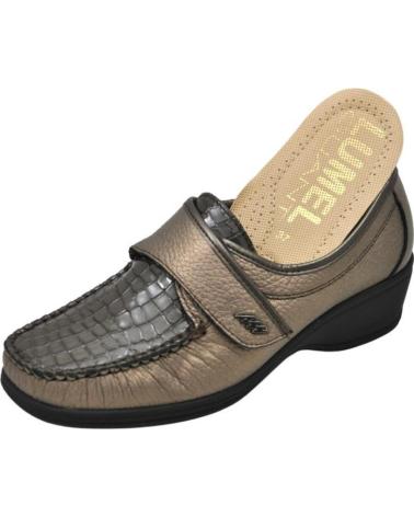 Mocasines de Mujer LUMEL - MOCASIN APERTURA VELCRO MUY ANCHO PLANTILLA EXTRA TAUPE-BRONCE
