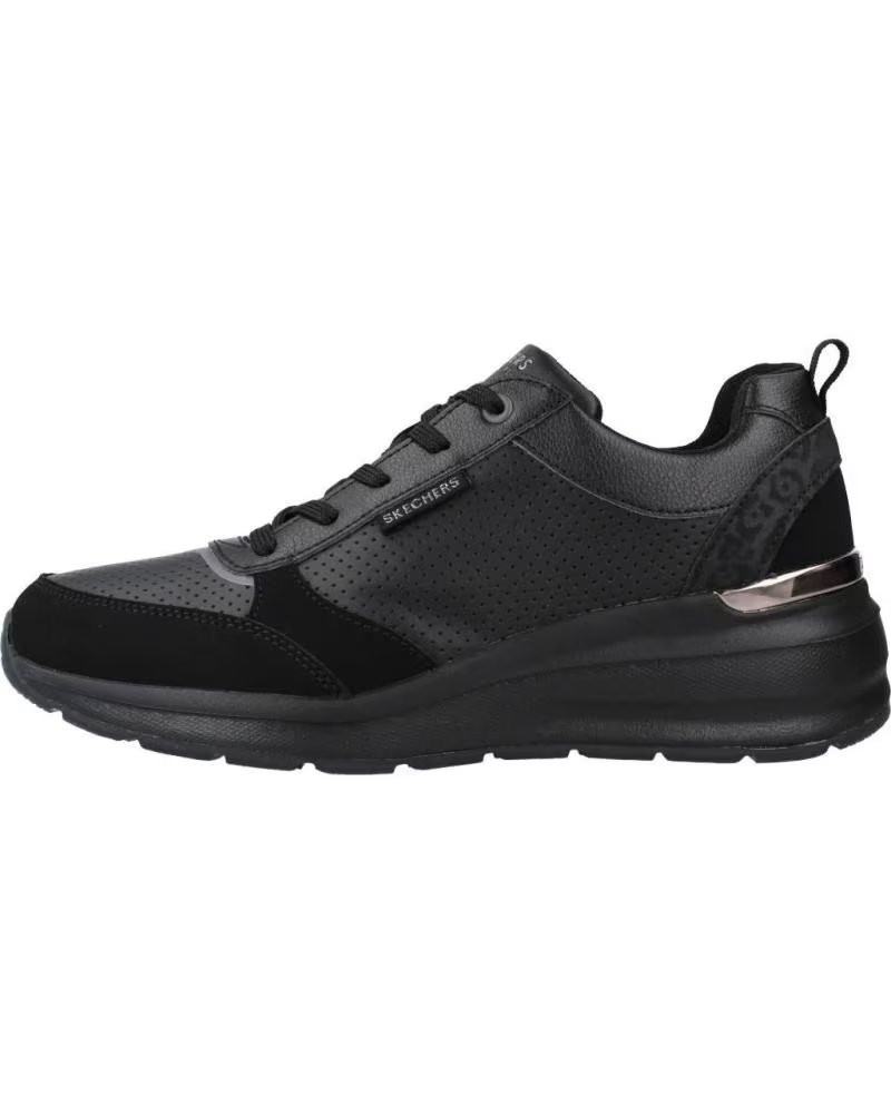 SKECHERS DAMEN SNEAKER BILLION SUBTLE SPOTS BLACK DURALEATHER LEOPARD TRIM 155616 BBK