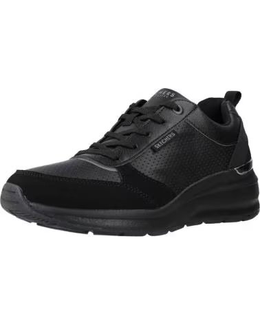 SKECHERS DAMEN SNEAKER BILLION SUBTLE SPOTS BLACK DURALEATHER LEOPARD TRIM 155616 BBK