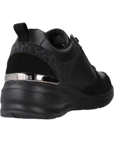 SKECHERS DAMEN SNEAKER BILLION SUBTLE SPOTS BLACK DURALEATHER LEOPARD TRIM 155616 BBK