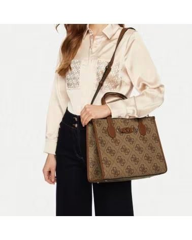 BOLSO TOTE GUESS IZZY 200900032010 MARRÓN LATTE LOGO LTD