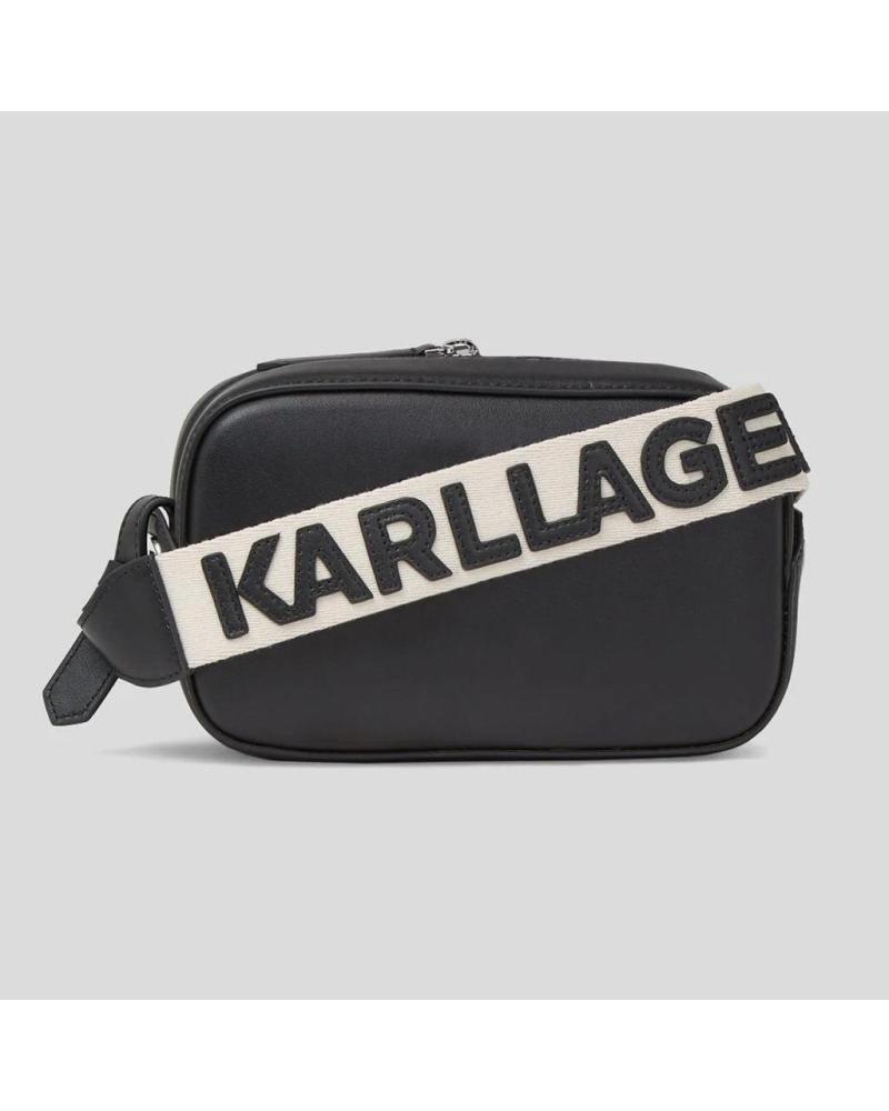 KARL LAGERFELD CIRCLE CAMERA BAG PERFORIERTE UMHÄNGETASCHE SCHWARZ BLACK