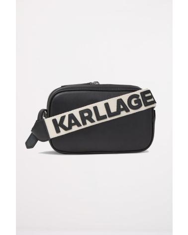 KARL LAGERFELD CIRCLE CAMERA BAG PERFORIERTE UMHÄNGETASCHE SCHWARZ BLACK