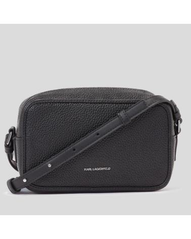 KARL LAGERFELD SQUARE CAMERA BAG GENARBTES LEDER UMHÄNGETASCHE SCHWARZ BLACK