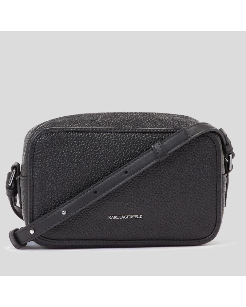 KARL LAGERFELD SQUARE CAMERA BAG GENARBTES LEDER UMHÄNGETASCHE SCHWARZ BLACK