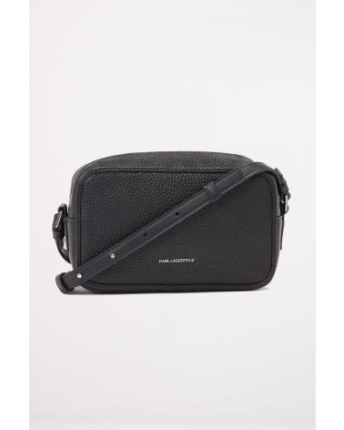 KARL LAGERFELD SQUARE CAMERA BAG GENARBTES LEDER UMHÄNGETASCHE SCHWARZ BLACK