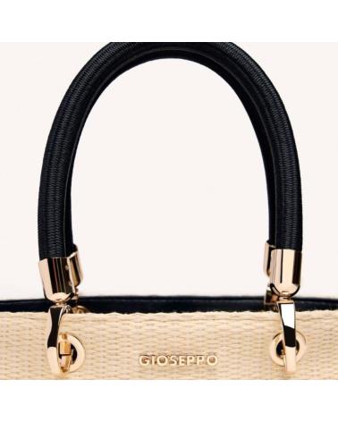 GIOSEPPO VEAZIE 75520-PNE: MALA TOTE DE RÁFIA CREME COM ALÇAS PRETAS NEGRO