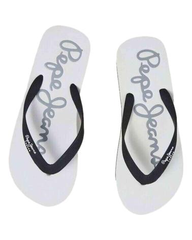 INFRADITO SANDALI PEPE JEANS BAY BEACH BASIC UOMO BIANCHI E NERI CON LOGO MULTICOLOR