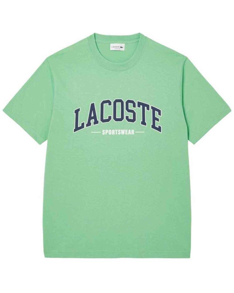 LACOSTE SHORT SLEEVE T-SHIRT GREEN WITH PRINTED LOGO FOR MEN VERDE