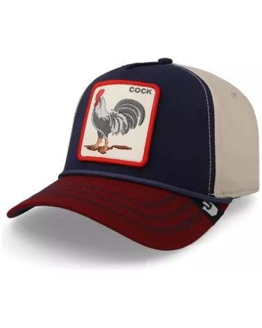 GORRA TRUCKER GOORIN BROS COCK AZUL MARINO Y GRANATE CON PARCHE GALLO AZUL