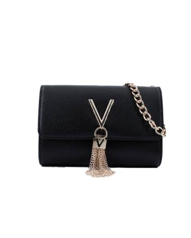 BOLSO BANDOLERA VALENTINO DIVINA NRGLD NEGRO CON CADENA DORADA NRGLD
