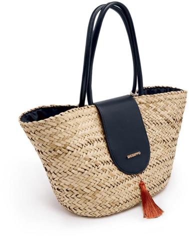 GIOSEPPO STRANDTASCHE YARMOUTH 75495 - BEIGE MIT FRANSEN UND SCHWARZEN HENKELN BLACK