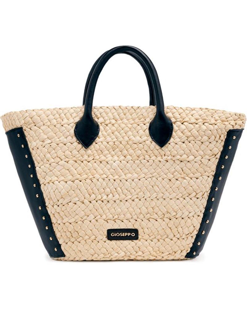 GIOSEPPO OSSIPEE 75501-P SCHWARZ - KORBTASCHE AUS NATURRAFFIA MIT GRIFFEN UND INNENFUTTER BLACK