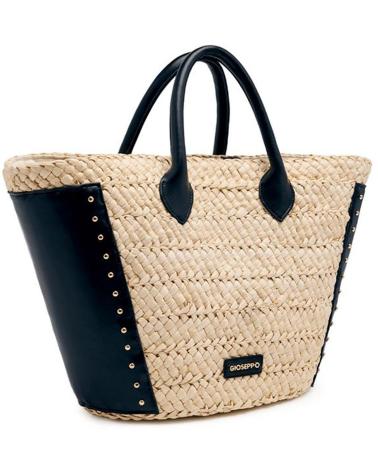 GIOSEPPO OSSIPEE 75501-P SCHWARZ - KORBTASCHE AUS NATURRAFFIA MIT GRIFFEN UND INNENFUTTER BLACK