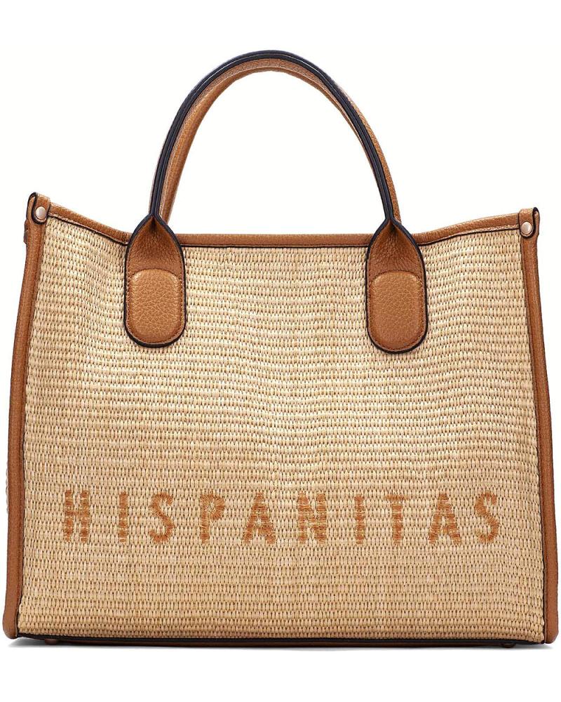 BOLSO HISPANITAS BV253833 RAFIA CON ASA Y BANDOLERA BEIGE NATURAL GREY GREY