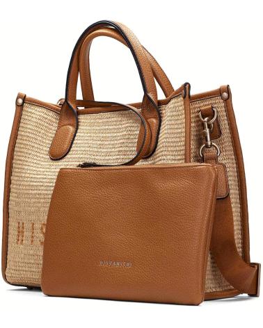 BOLSO HISPANITAS BV253833 RAFIA CON ASA Y BANDOLERA BEIGE NATURAL GREY GREY