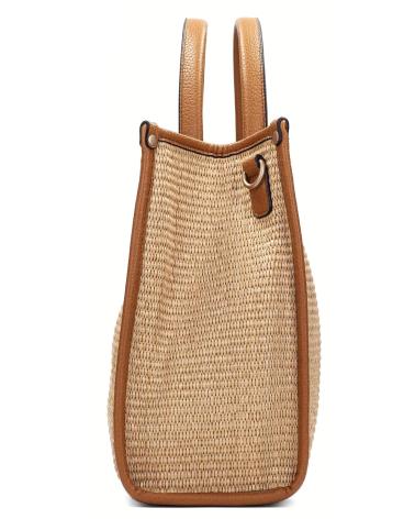 BOLSO HISPANITAS BV253833 RAFIA CON ASA Y BANDOLERA BEIGE NATURAL GREY GREY